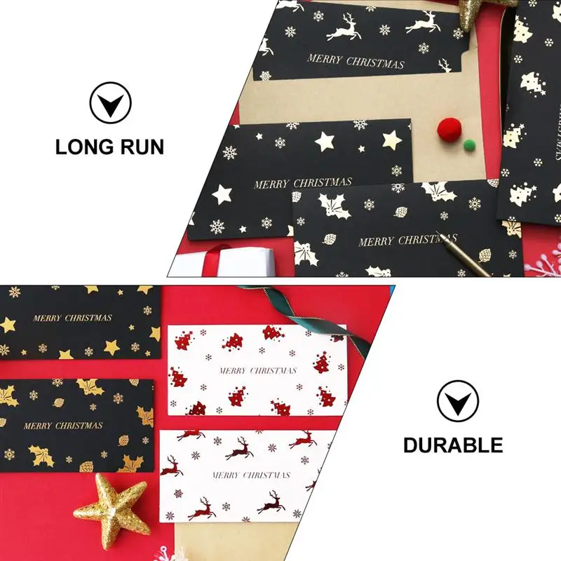 

6 Sets Christmas Greeting Blessing Cards Gold Stamping Cards Christmas Bronzing Flat Greeting Card For Christmas (Random Style)