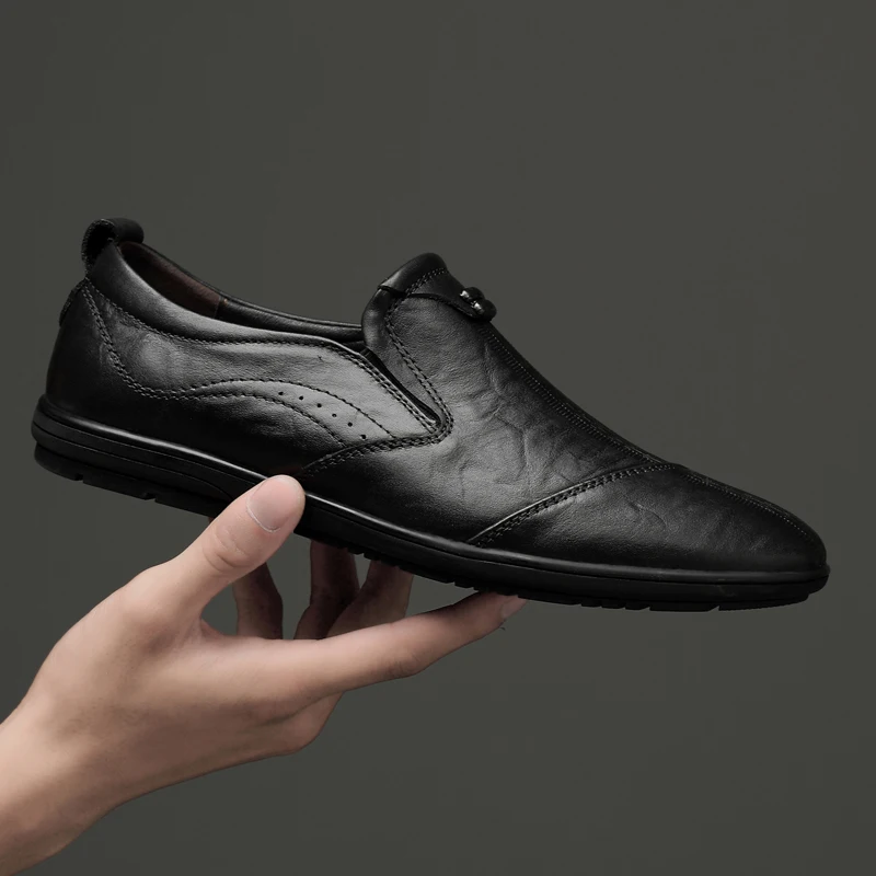 Italian Fashion Men's Casual Handmade genuine Leather Shoes slip on Business Dress Suit Men Shoe Zapatos Mujer Best Gifts a4 | Обувь