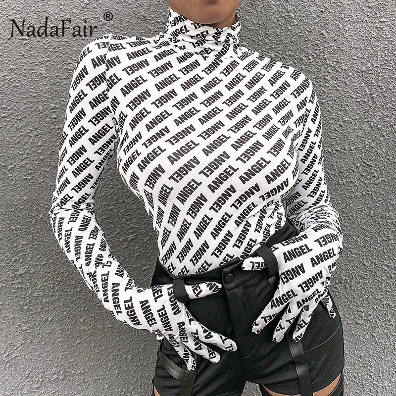 Женский укороченный Топ с длинным рукавом и принтом в виде Nadafair короткая женская