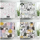 Занавески для душа из полиэстера, с забавным котом и белым медведем