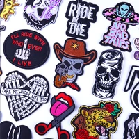 hippie skull embroidered patches for clothing thermoadhesive patches on clothes diy iron on patches bike stickers badges patch