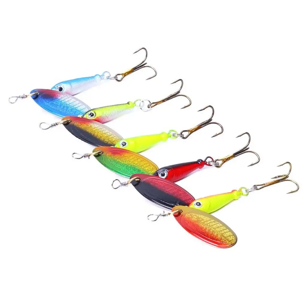 5 см красочные металлические ложки приманки Спиннер с тройными крючками блестки