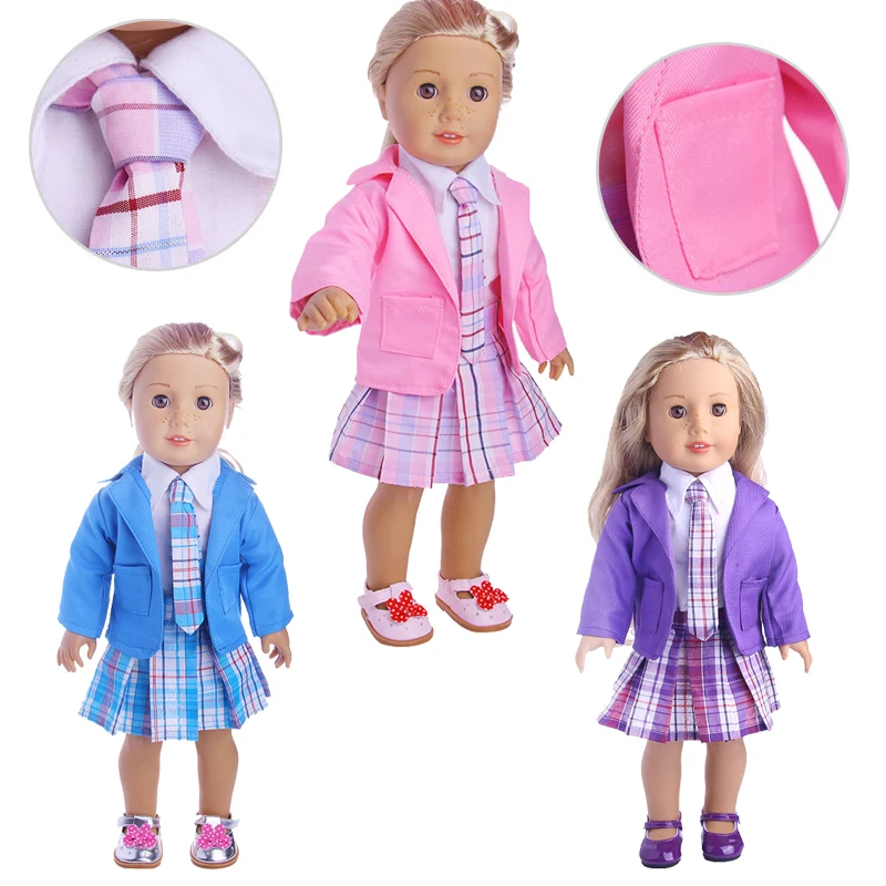 Одежда для куклы 43 см для ухода за ребенком для мам, детские куклы, 4 предмета(рубашка+ юбка+ пальто+ галстук-бабочка), школа и офис застежки форма для 18 дюймов, принятые в США и детские Bew кукла