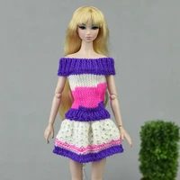16 fashion blue white knitted princess doll dress for barbie clothes woven outfit winter sweater 11 5 bjd accessories kids toy