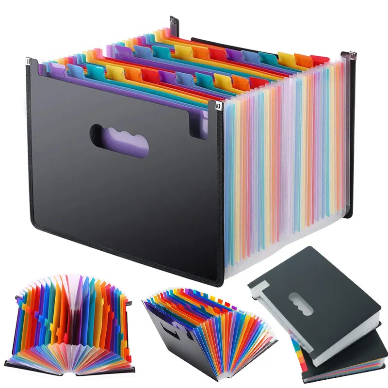 

13/24 Pockets Expanding File Folder Works Accordion Office A4 Document Organizer Standing Accordions Folder for Documents Busine