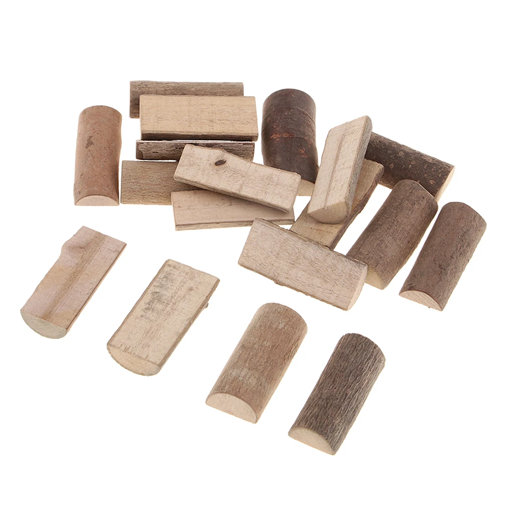

20x Natural Mini Wood Sticks Half Round Rustic Tree Bark Log Pieces FOR DIY