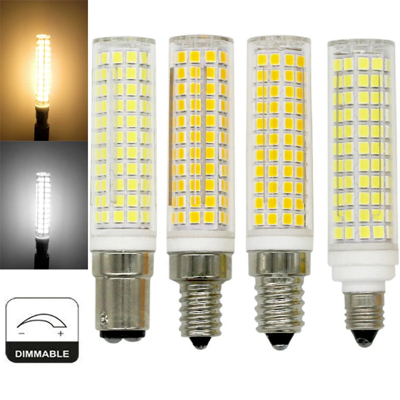 Dimmable LED Corn Bulbs Mini BA15D E11 E12 E14 15W 136 LEDs Ceramics Lights 220V Lamp Replace 150W Halogen Lamps Cool Warm White
