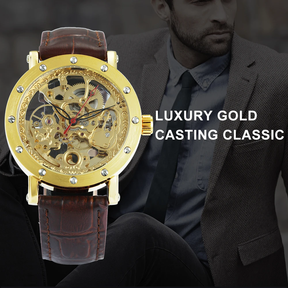 FORSINING Топ бренд Роскошные наручные часы для мужчин и женщин Авто Механический