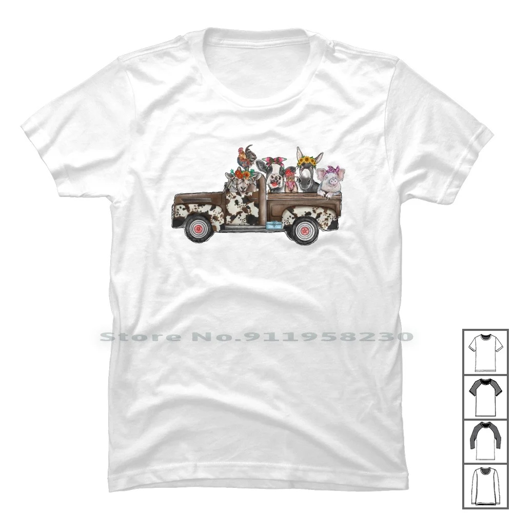 Футболка для грузовика с животными на ферме 100% хлопок водителя подсолнуха