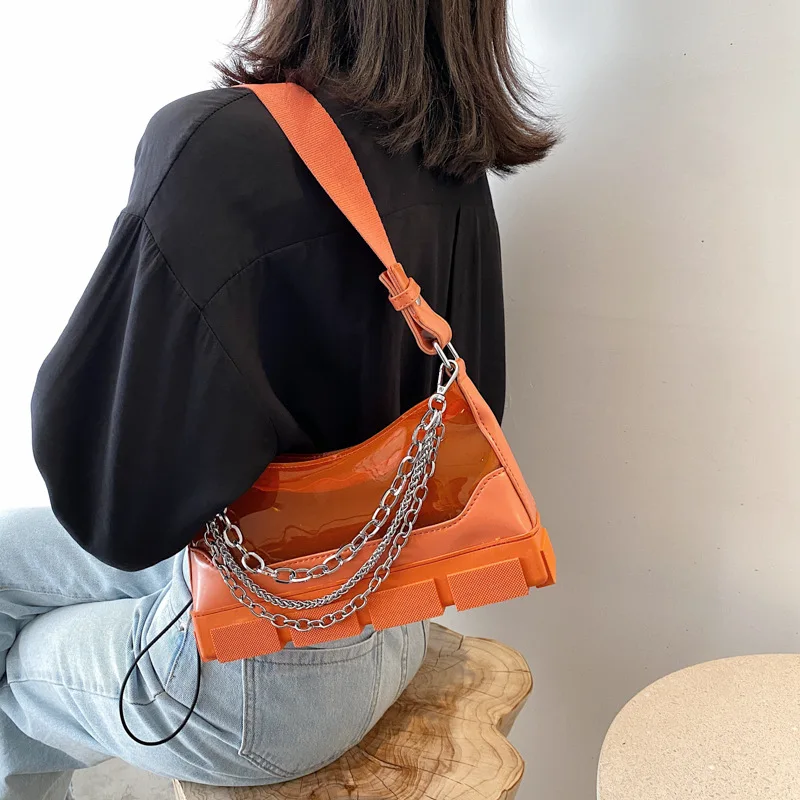 

Female bag 2021 new transparent jelly bag Korean fashion simple one shoulder messenger bag girl underarm bag dropshipping