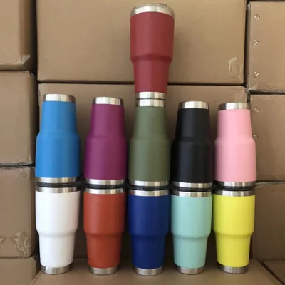 Powder coated 25 шт./лот, 30 унций, термос, кружки, стаканы для воды, кофе, чашки для путешествий, 18/8, нержавеющая сталь, с двойными стенками, изолированное вакуумное стекло - Цвет: Powder coated