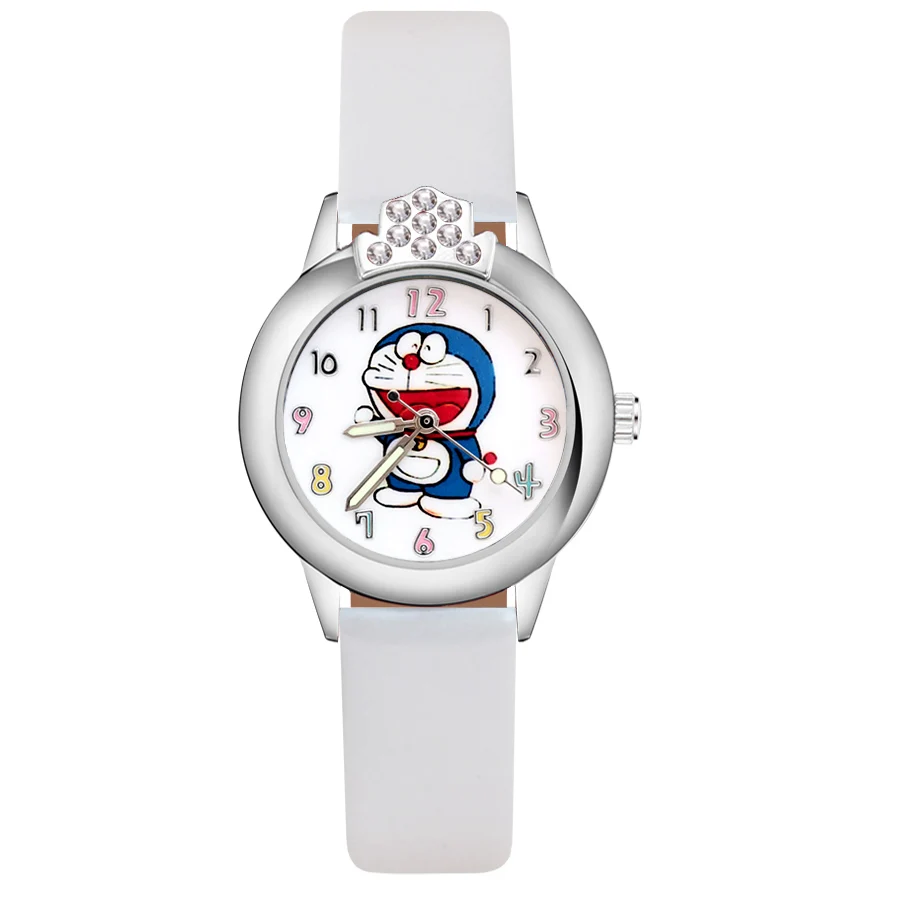 Часы Doraemon с кристаллами для детей студентов девочек кварцевые наручные часы