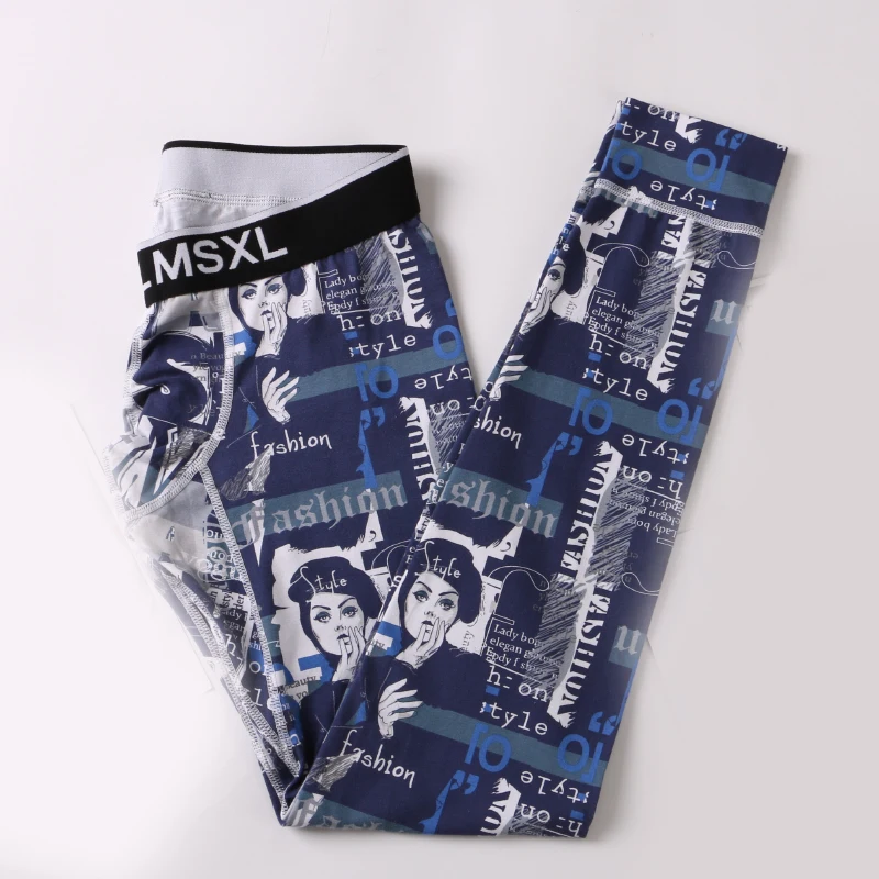 Мужские утепленные леггинсы AIIOU черные с карманом принтом теплое нижнее белье