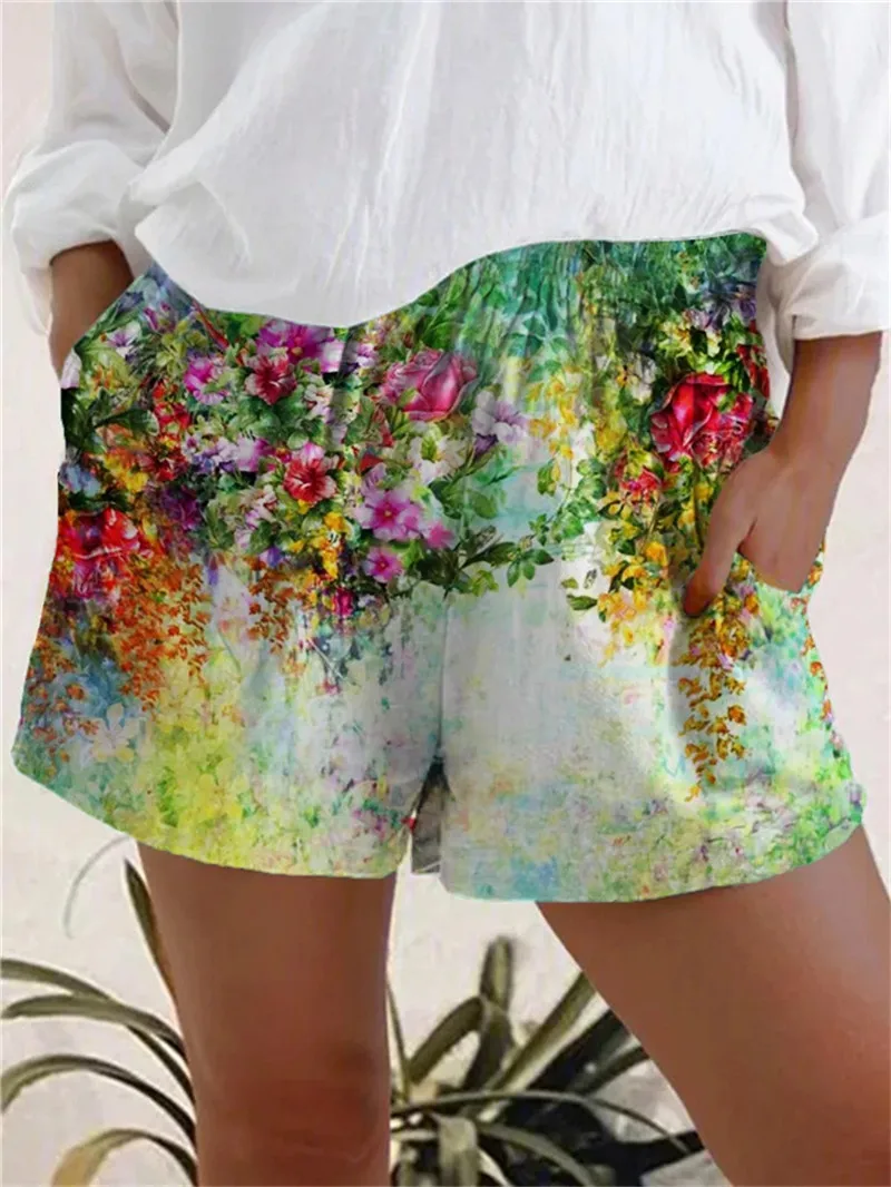 

2021 Nieuwe Vrouwen Fashion Boho Print Shorts Zomer Strand Losse Mini Shorts Casual Midi Taille Vrouwen Brede Benen Korte Broek