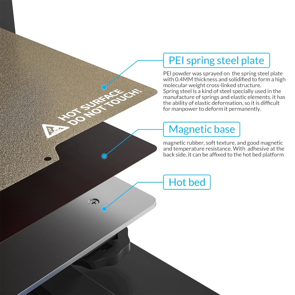 Tronxy 3D Printer 220*220mm 255*255mm Spring Steel Sheet Pre-applied PEI with Flex Magnetic Base Sticker for Hot Bed heatbed