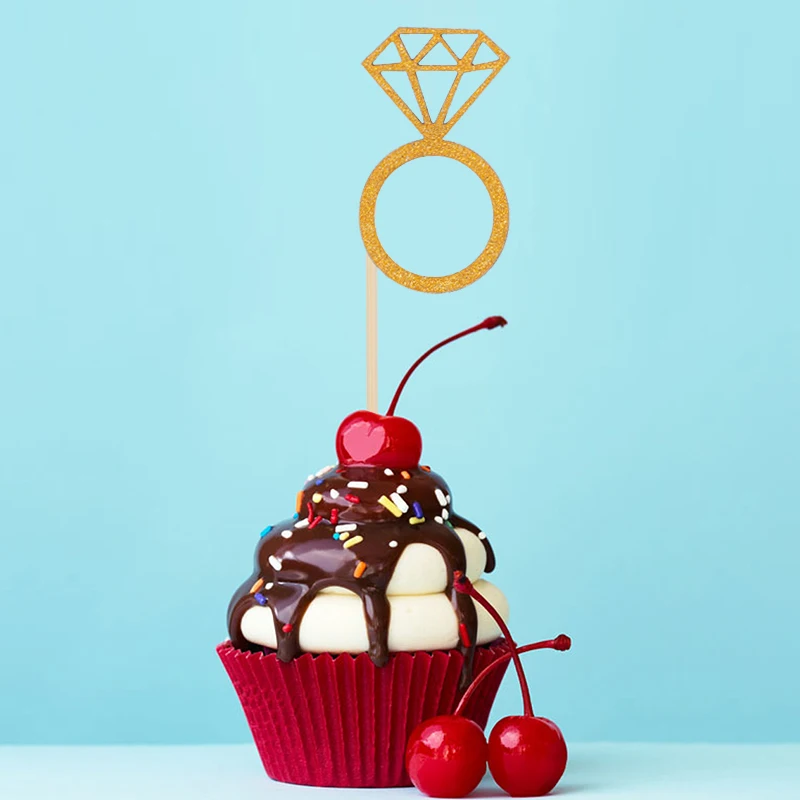 10 шт./компл. Золотое блестящее кольцо с бриллиантами топпер для капкейка