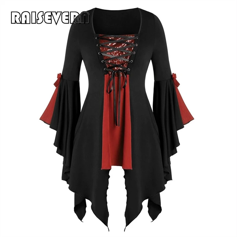 Женские готические блузки в средневековом стиле панк-готический костюм топы