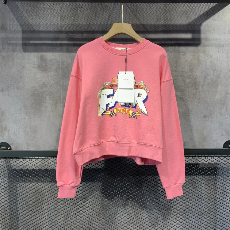 

2021 Spring New Simple Letter Print Korean Style Women's Tops Loose Fashion round Neck Pullover Sweatshirt Women