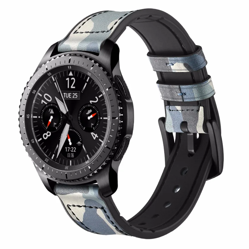 22mm Leather Silicone strap For Samsung S3 Classic/Frontier Camouflage Fashion wristbands Replacement belt watchband Accessories