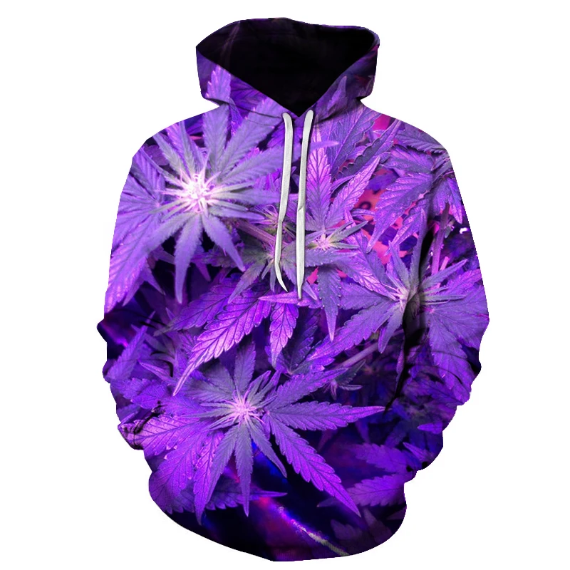 

Autumn and winter men's hoodies green leaves red beautiful scenery 3D digital printing men's and women's couples fashion hoodies
