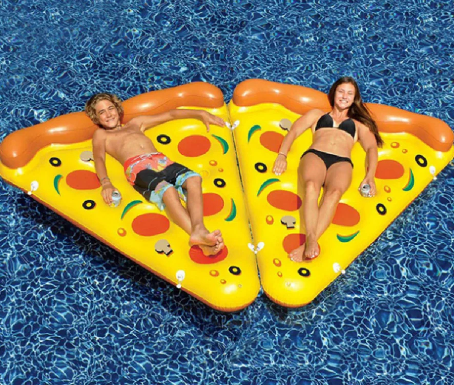 

New environmentally friendly PVC inflatable pizza floating row floating bed water entertainment inflatable chair recliner