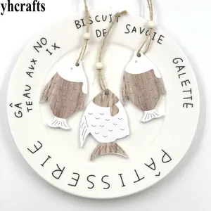 4 шт.лот. Ретро деревянная вешалка для рыб, украшения для дома, деревянная подвеска с морским ветром, деревянное подвесное украшение ручной работы