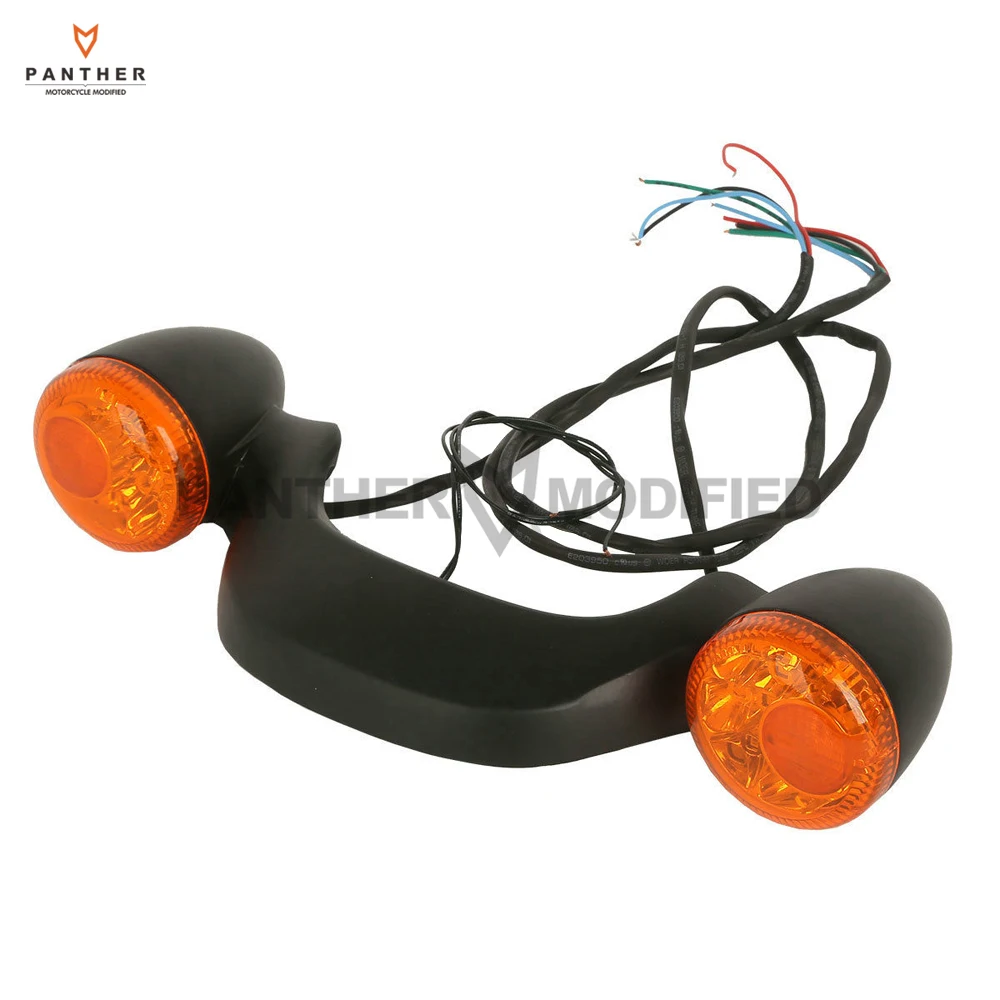 

Black Motorcycle LED Rear Brake Light Turn Signal Lights Bar W/ Orange Lens Case for Harley Touring Street Road Glide 2010-2016