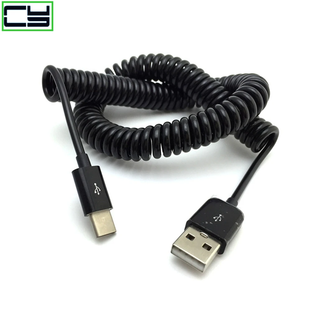 Стрейч USB-C 3.1 Тип C папа - стандартный USB 2.0 Пружинный кабель для передачи данных