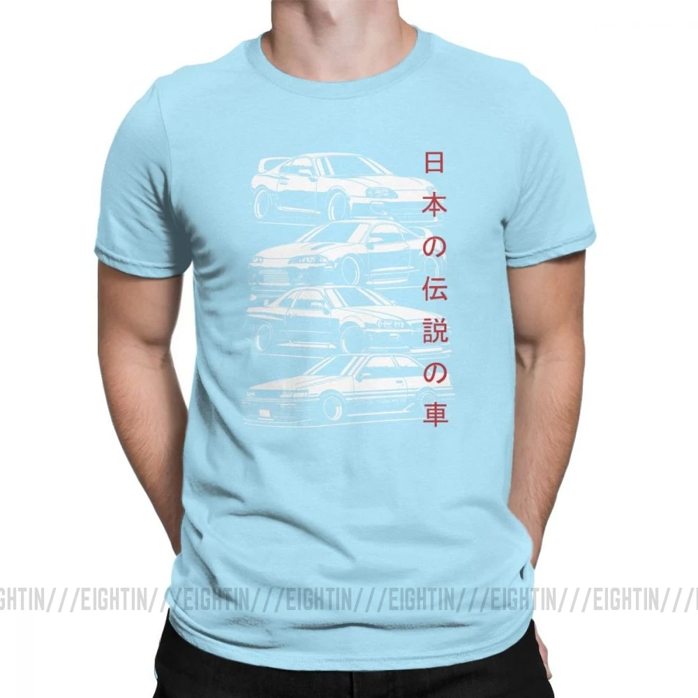 Мужские футболки JDM, легенды, японские автомобили, спортивные футболки, Забавные топы с круглым вырезом и коротким рукавом, очищенные хлопковые футболки серого цвета - Цвет: Небесно-голубой