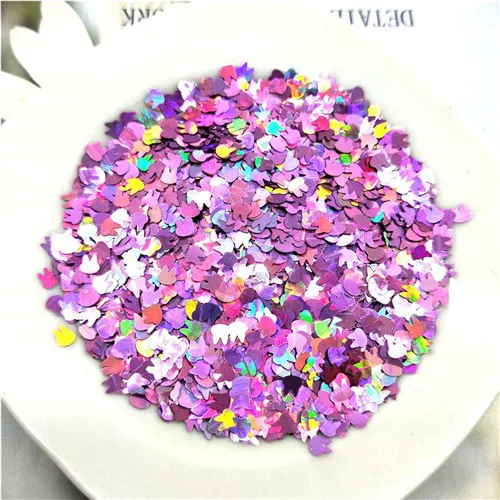 Laser LT purple 10g Ультра-тонкая PET блестки 4 мм кролик лазерный блеск 3D блестка для ногтей блестки Eo-Friendly свободные блестки для украшения для ногтей 10 г - Цвет: Laser LT purple 10g