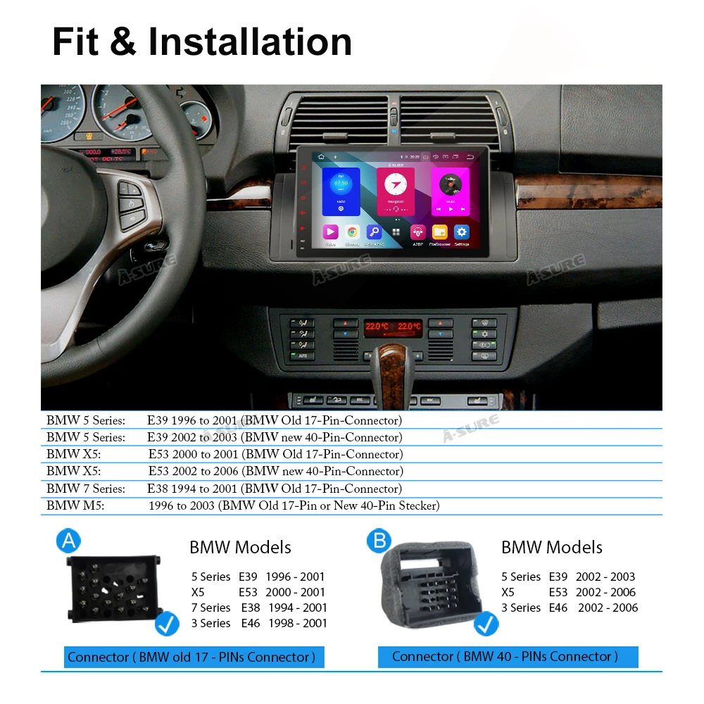 A Sure 1 Din 8 CORE 64G ROM Android 9 0 автомобильный Автомобильный Радио навигатор с GPS DVD для BMW X5