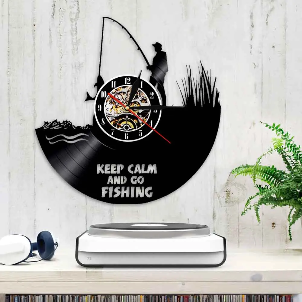 Настенные часы Keep Calm And Go для рыбалки настенные ручной работы в стиле ретро с