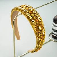 hot selling party hoops for female baroque fashionable personality sunflower inlaid shiny rhinestone glass big brand hair band