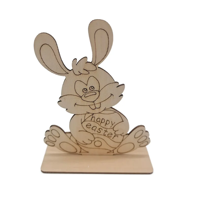 

10 Styles Easter Wooden Hollow No Dyeing Bunny Ornaments DIY Rabbit Party Birthday Wedding Props Halloween Christmas Decoration
