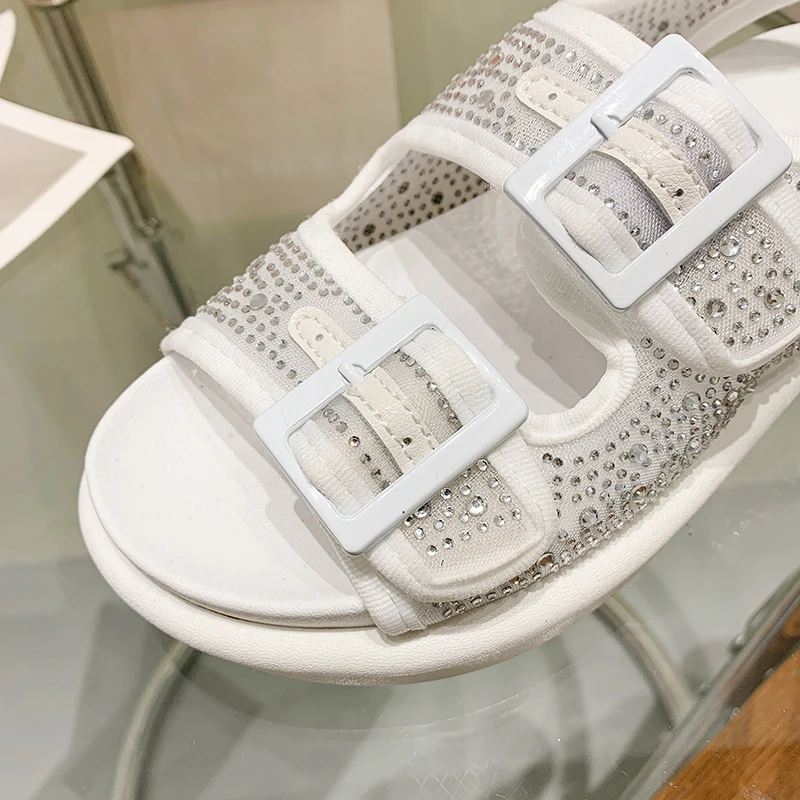 

High Quality Summer Women's Sandals Fashion Bling Rhinestone Female Flats for Women's Rome Platform Sandals for Women 2021