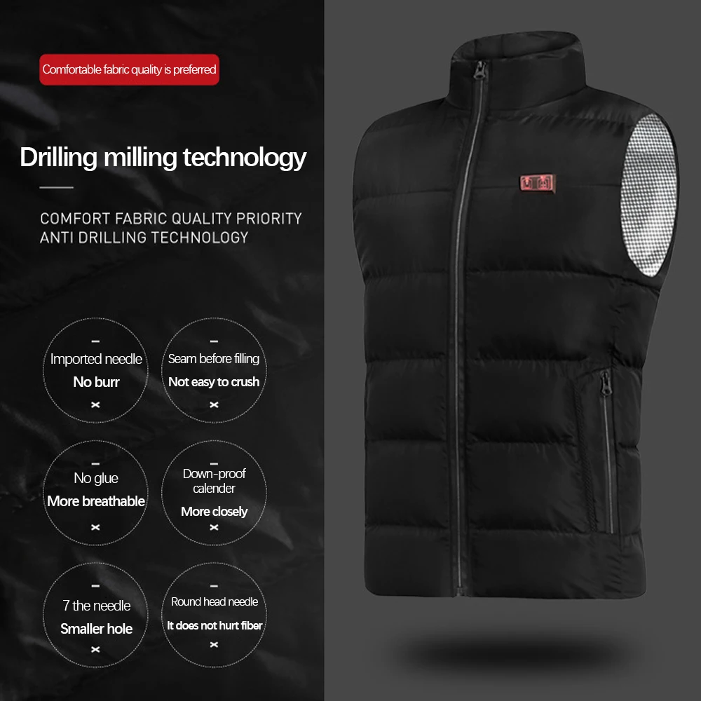 

Heated Vest 9-Zone Heating Electric Vest USB Charging Heated Vest for Men Washable Heating Vest Intelligent Clothes Warm Winter