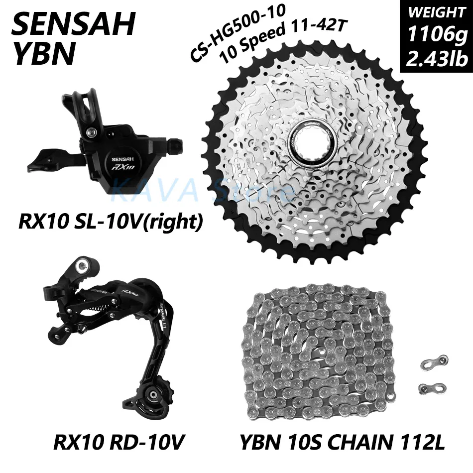 RX10 YB HG500-10 SENSAH RX10 1X10 Скорость M6000 горы mtb велосипеда велосипедные переключатели 11-42/46/50T маховик KMC X10 цепи GXP 104BCD шатун со звездочкой - Цвет: RX10 YB HG500-10