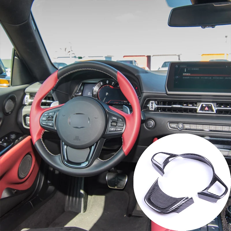 Скидка Для 2019-2022 Toyota GR SUPRA A90 Настоящее углеродное волокно Автомобильное рулевое колесо с блестками Чехол-Наклейка Автомобильные аксессуары для ин...