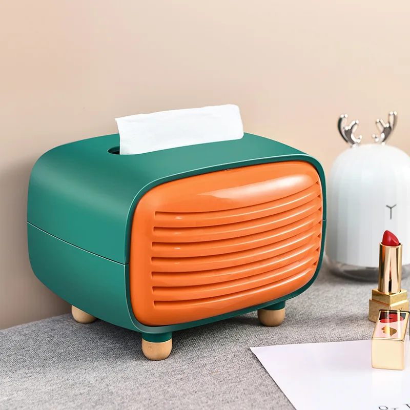 

Radio-Shape Tissue Box Desktop Storage Holder Container Home Office Restaurant Desktop Decor