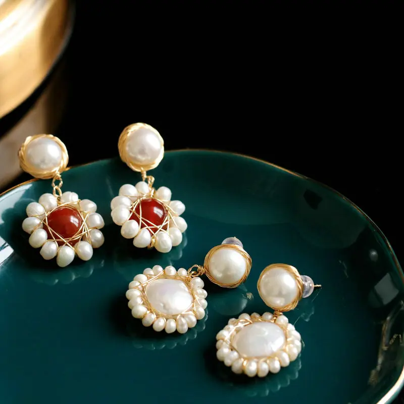 SINZRY модные натуральные пресноводные жемчужины ручной работы круглый цветок