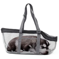 pet carrier foldable breathable mesh cat dog carrier large capacity portable tote bag with reinforced bottom plate zipper