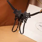 Женские трусики-стринги с открытой промежностью, с жемчужинами и металлической цепочкой, сексуальное кружевное нижнее белье свободного размера