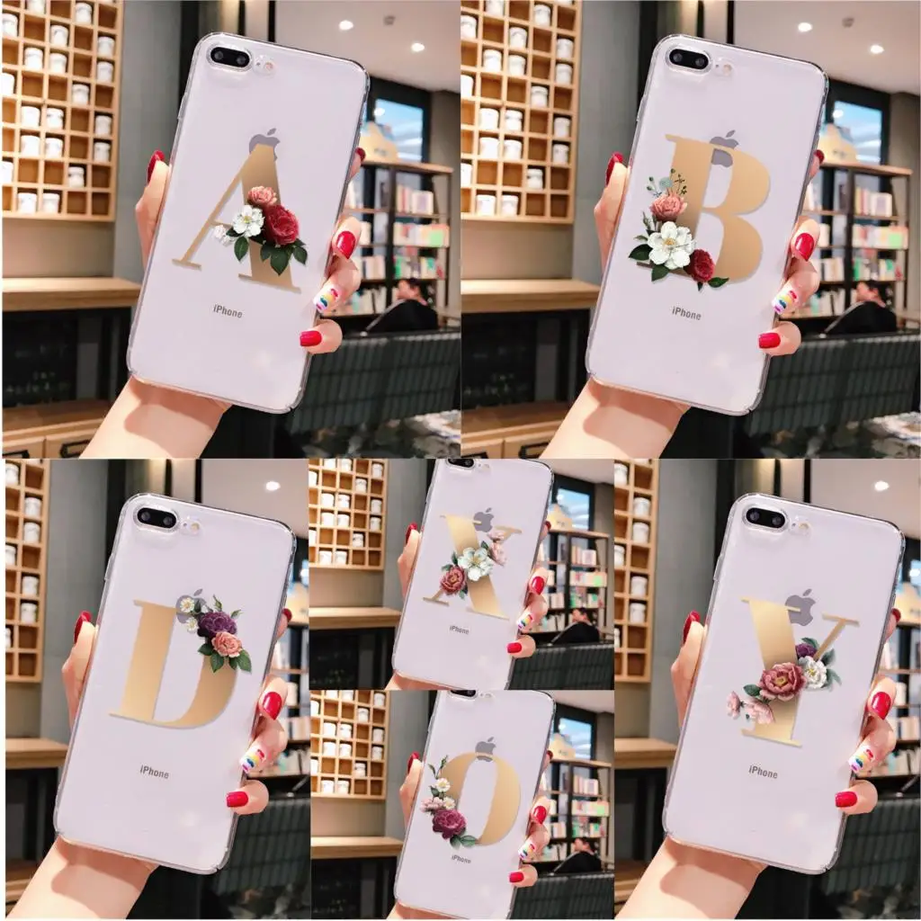Чехол для телефона MaiYaCa на заказ золотой цветочный алфавит надпись iPhone 11 Pro Max X XR XS