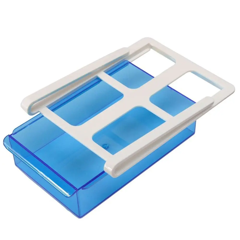 BLUE Мини ABS горка Кухня Холодильник организации космическая стойка морозильная полка для ванной комнаты заставка кухонные вещи - Цвет: BLUE