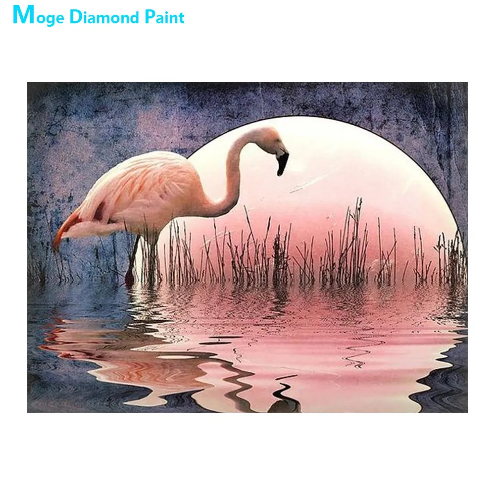 Фламинго Алмазная с изображением птицы Картина животных живописная Круглая