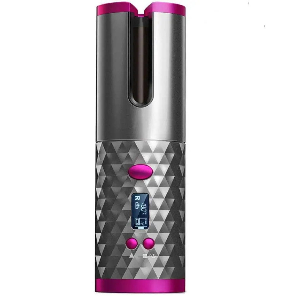 Беспроводная Автоматическая Плойка для волос утюжок с зарядкой от USB ЖК-дисплеем