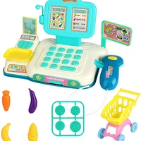 cash register toy kids electronic toy cash register with scanner scale coins food and shopping cart shopping pretend play cash