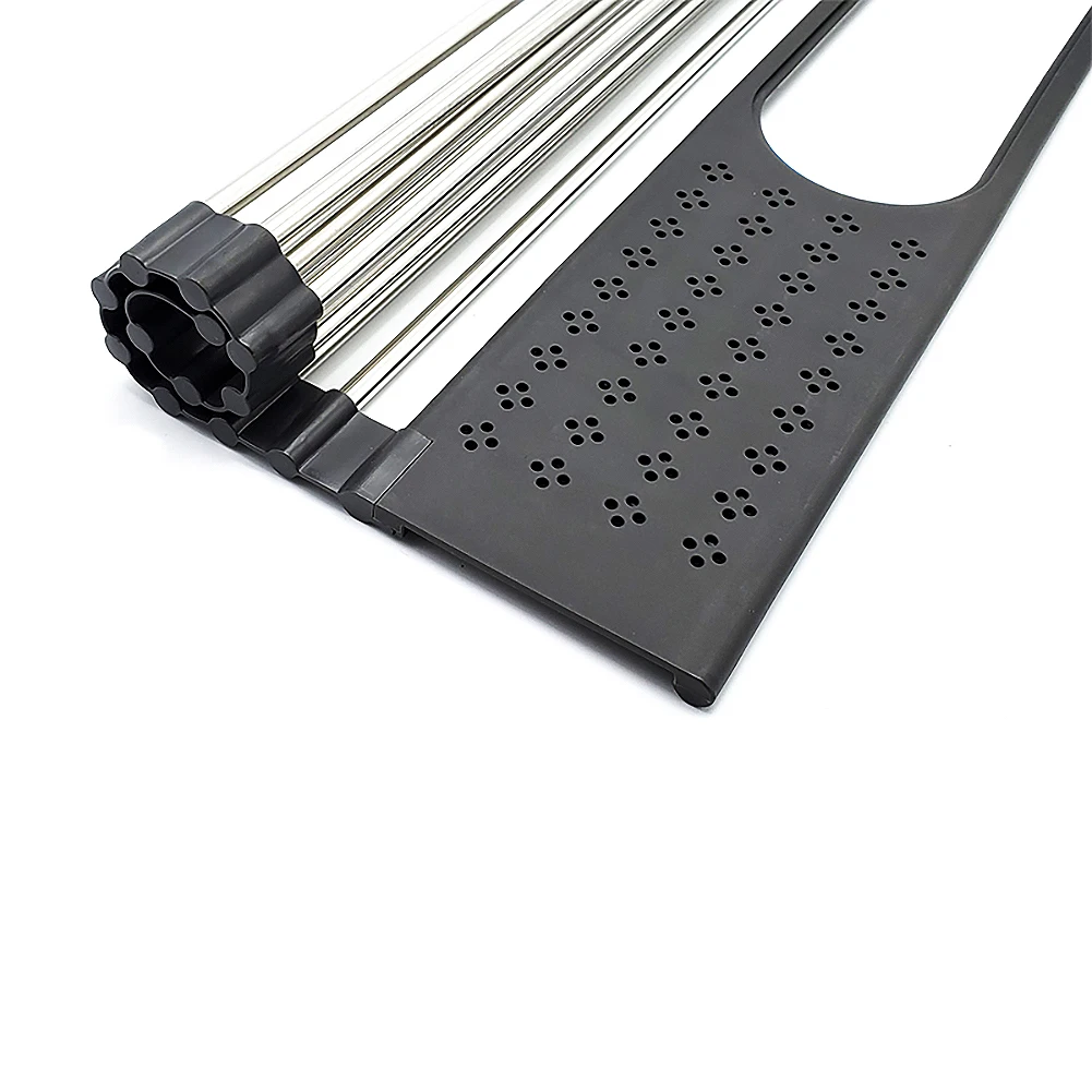 

2PCS Draining Basket Kitchen Tools Sink Roll-up Dish Drying Rack Stainless Steel Foldable Kitchen Drainer Rack for Kitchen