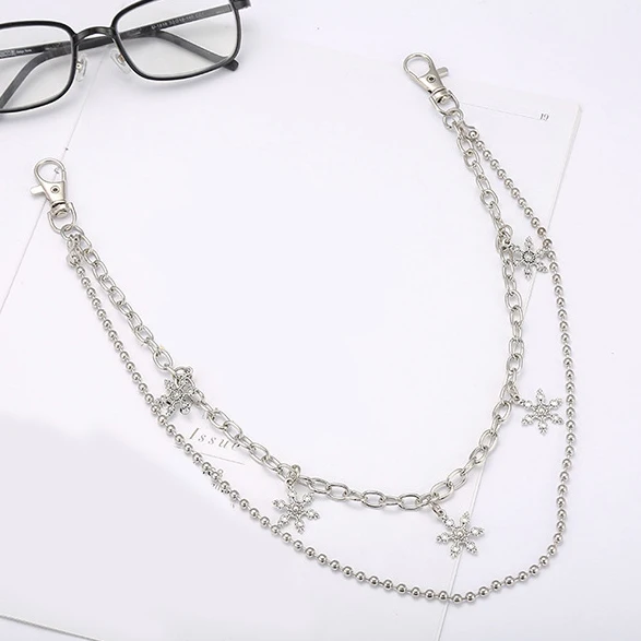 

1pcs Alloy Wallet Belt Chain Rock Punk Layered Snowflake Pendant Trousers Chain Hipster Pant Jeans Key Chain HipHop Jewelry
