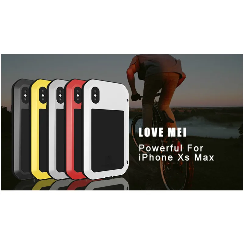 Чехол LOVE MEI для iPhone X XS Max XR мощный водонепроницаемый металлический алюминиевый